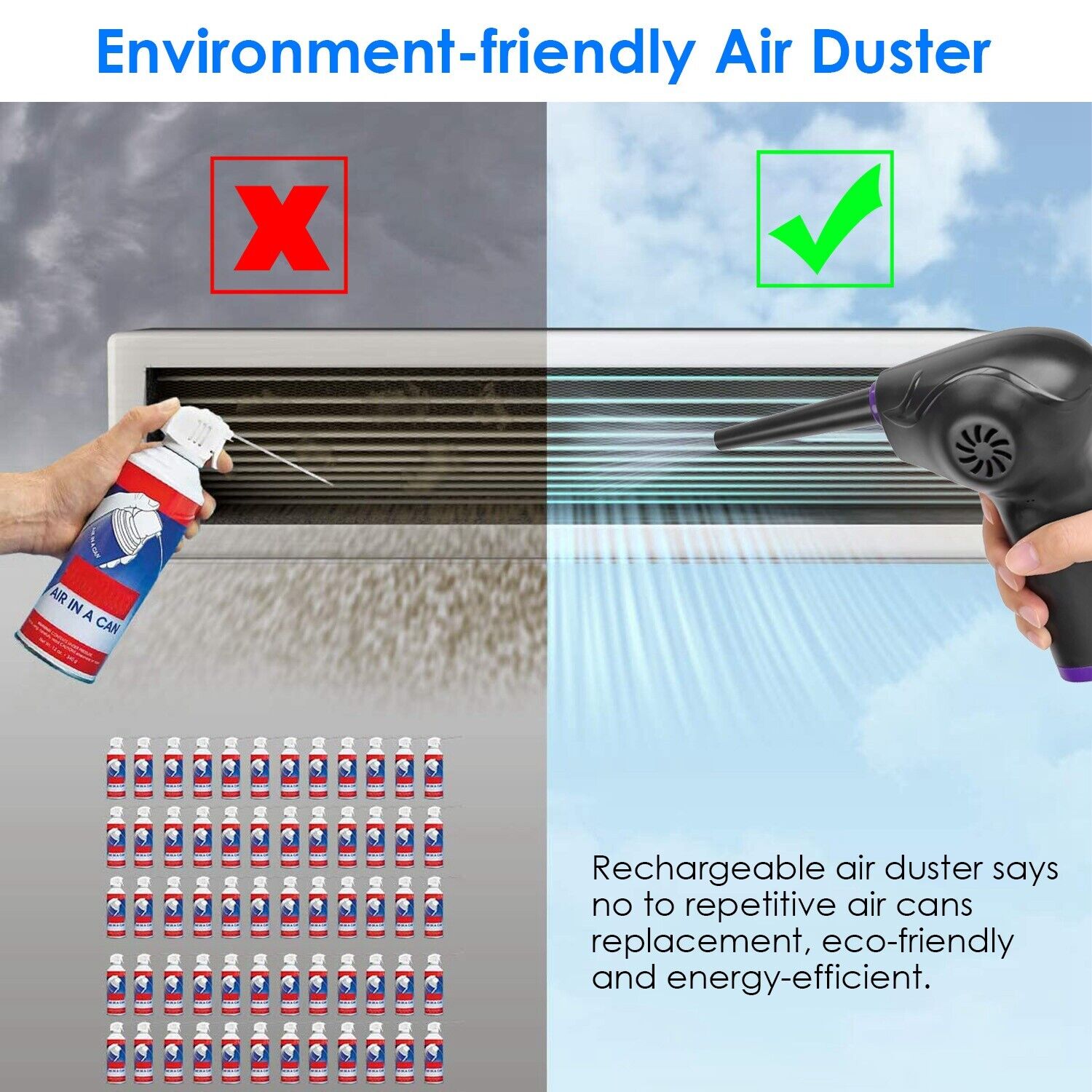 Great Choice Product Powerful Cordless Electric Air Duster Blower For Pc Car Laptop Keyboard Cleaning