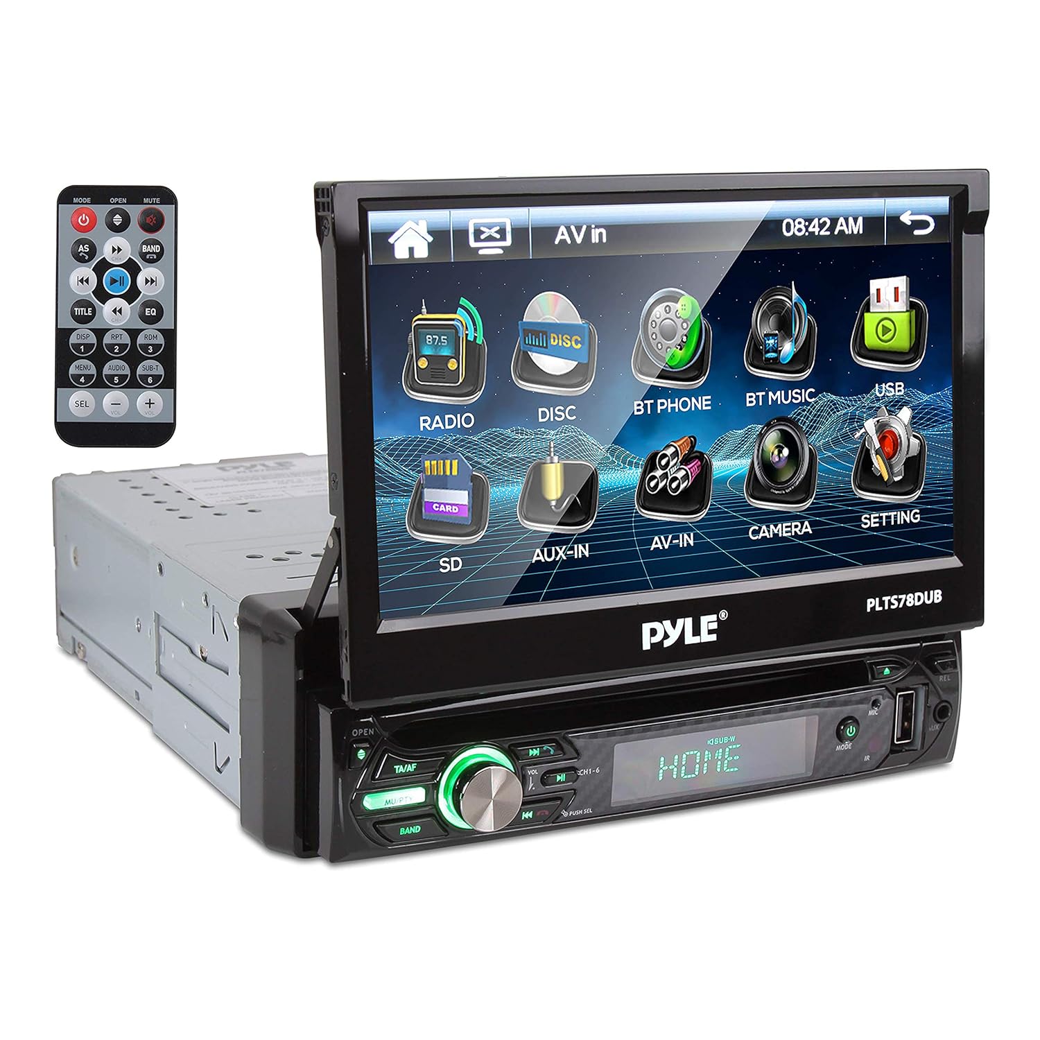 Pyle Single DIN Head Unit Receiver - In-Dash Car Stereo with 7? Multi-Color Touchscreen Display - Audio Video System wit?