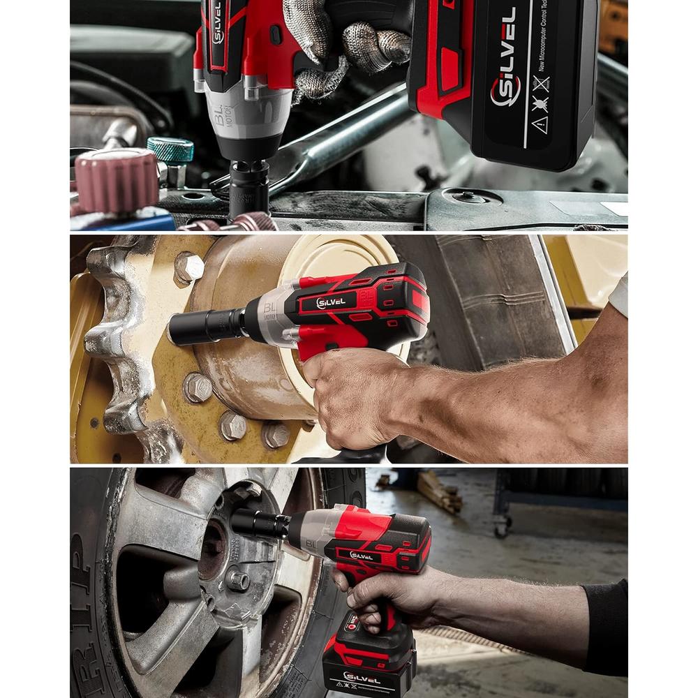 Great Choice Products 21V Cordless Impact Wrench 1/2 Inch, 517 Ft-Lbs (700N.M) Max Torque, Brushless Impact Driver With 1.5Ah Li-Ion Battery, …