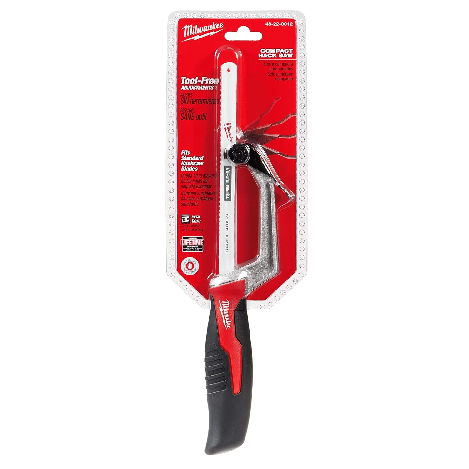 Milwaukee 48-22-0012 Compact Hand Operated Hack Saw w/ Tool-Less Blade Change (10 Inch Blade Included)