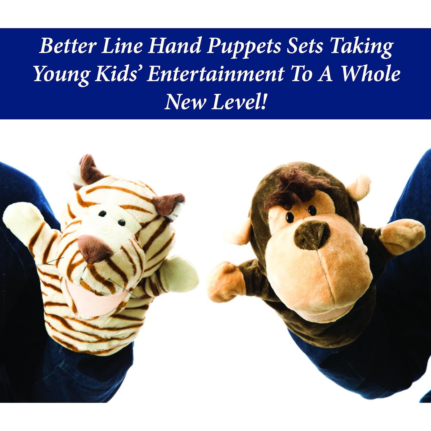 Great Choice Products Animal Hand Puppets 5-Piece Set - Premium Quality With Movable Open Mouths, 9.5” Soft Plush Hand Puppets For Kids- Perfe…