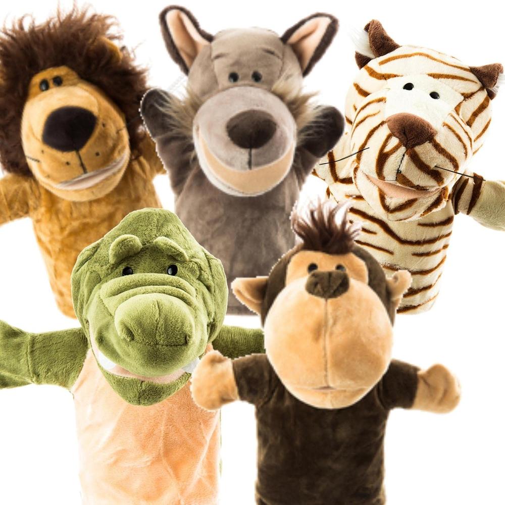 Great Choice Products Animal Hand Puppets 5-Piece Set - Premium Quality With Movable Open Mouths, 9.5” Soft Plush Hand Puppets For Kids- Perfe…