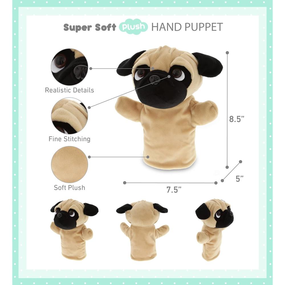 Great Choice Products Pug Dog Hand Puppet - Super Soft Plush Pug Stuffed Animal Hand Puppets For Kids, Cute Educational Pug Hand Puppets For A…