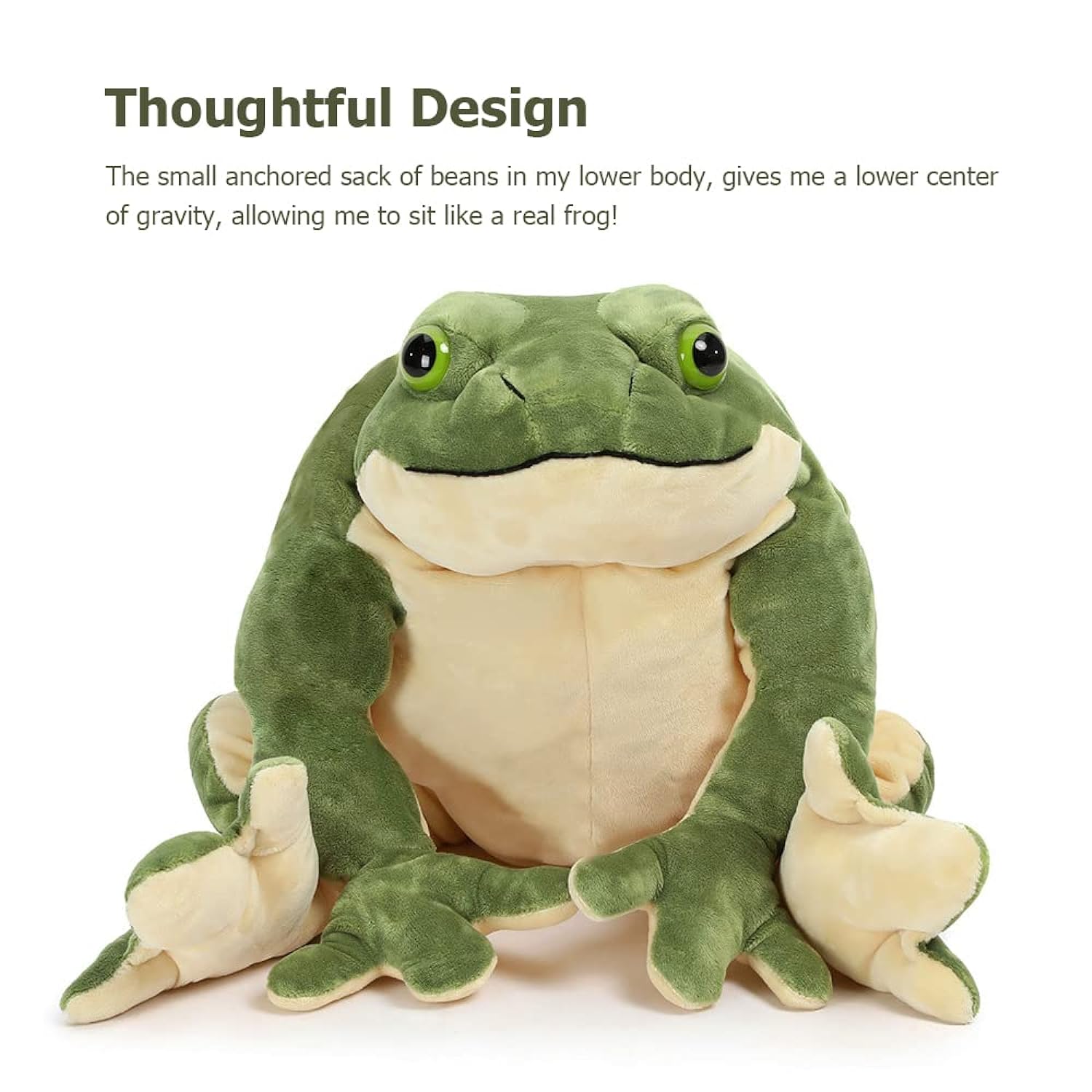 Great Choice Products Giant Frog Stuffed Animal Frog Plush, Large Stuffed Frog Plush, Big Stuffed Green Frog Pillow For Kids, 22 Inch