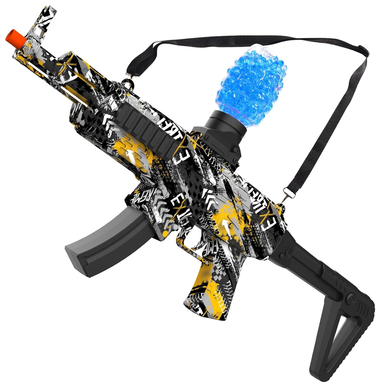 Great Choice Products Gel Balls Blaster Automatic, Splatter Water Bead Orby For Adults And Kids, Mak03 Yellow And Black
