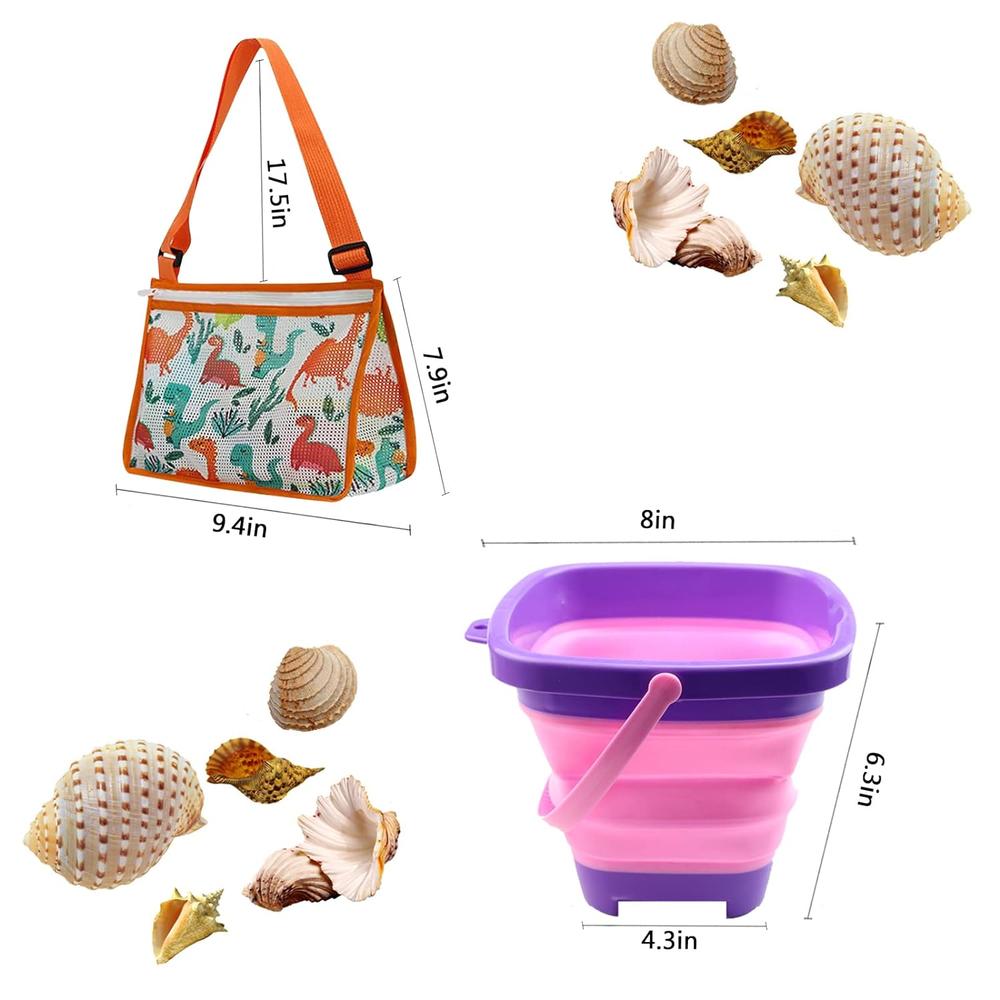 Great Choice Products Beach Toys Mesh Beach Bags For Kids 3-10, Beach Mesh Shovel With Mesh Beach Bag For Shell Collecting, Filter Sand Scoope…