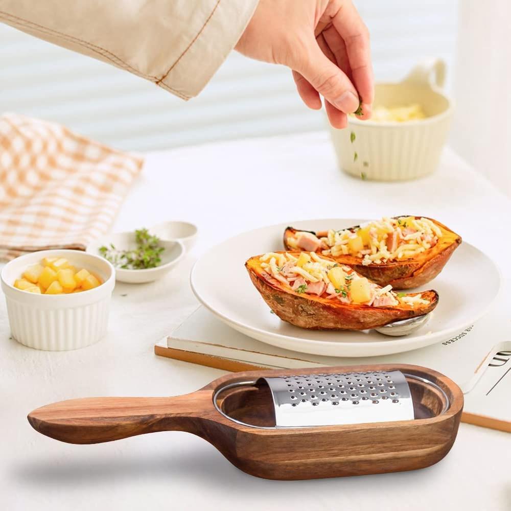 Great Choice Products Wooden Cheese Grater With Handle,Rustic Brown Cheese Shredder With Storage Space,Handheld Kitchen Graters For Cheese Lem…