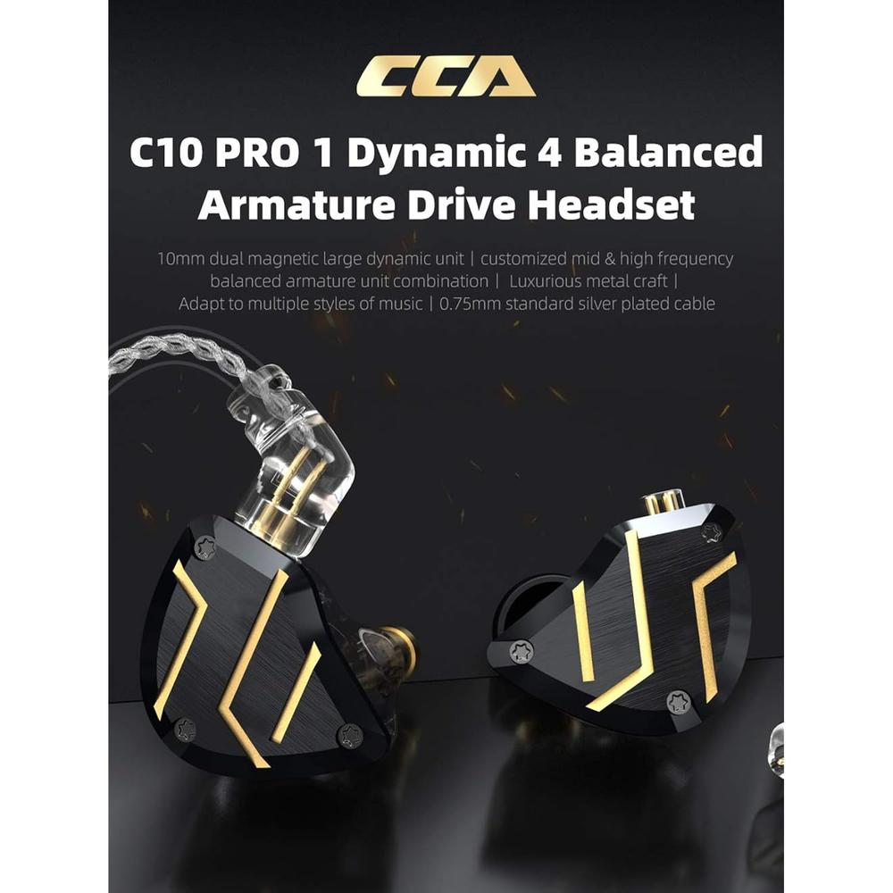 Great Choice Products Cca C10Pro In-Ear Monitors, 4Ba+1Dd Hybrid Hifi Stereo Sport Iem Wired Earphones/Earbuds/Headphones With Detachable Cabl…