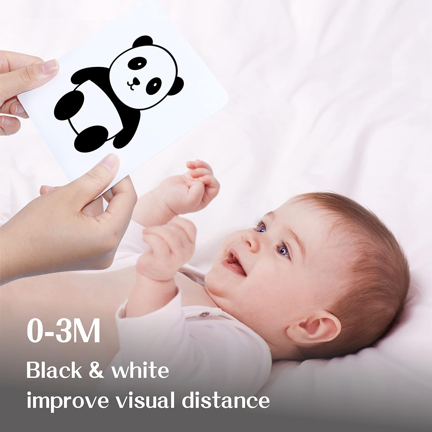 Great Choice Products 50 Pages Visual Stimulation Flashcards, 25 Pcs Black And White Baby Visual Stimulus Cards Sensory Developmental Black Wh…