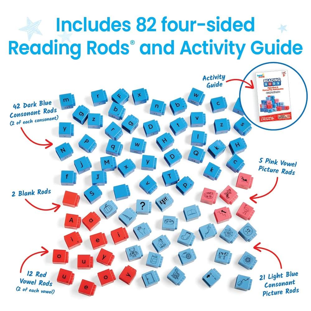 Great Choice Products Reading Rods Alphabet & Phonemic Awareness, Word Building Activities, Letter Blocks, Cvc Words For Kindergarten, Spellin…