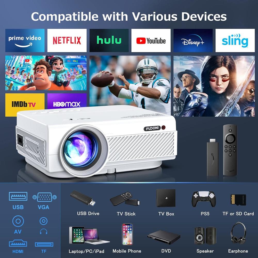 Great Choice Products Projector With Wifi And Bluetooth, 5G Wifi Native 1080P Outdoor Projector 11000L Support 4K, Portable Movie Projector With…