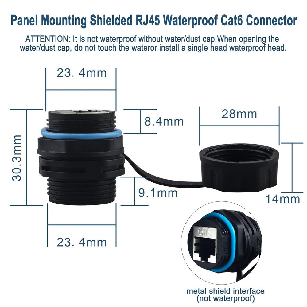 Great Choice Products Waterproof Cat6 Rj45 Panel Mount Coupler, Ip68 ...