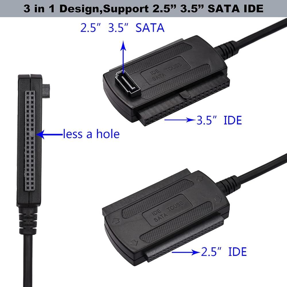 Great Choice Products Sata/Pata/Ide Drive To Usb 2.0 Adapter Converter Cable For Hard Disk Hdd Ssd 2.5" 3.5" With External Ac Power Supply, Comp…