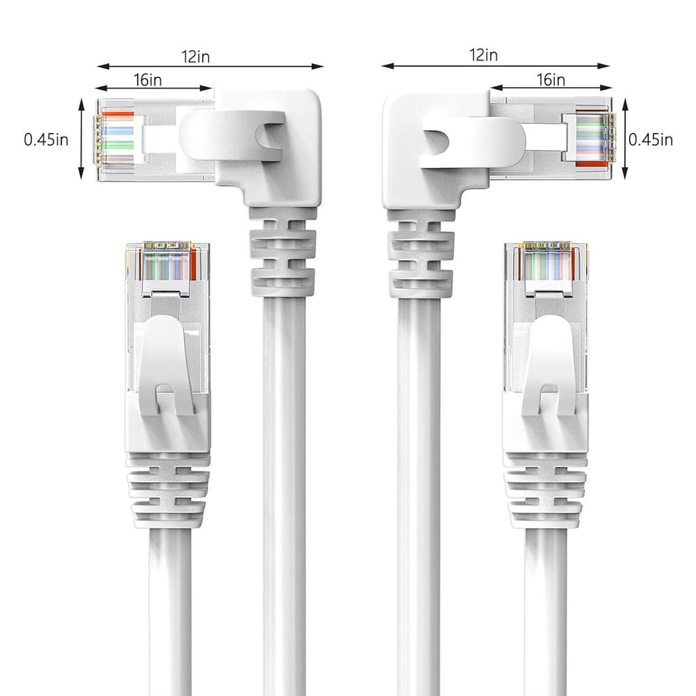 Left Angle Cable Great Choice Products 2Pack 90 Degree Cat6 Ethernet Cable White 3Ft ...