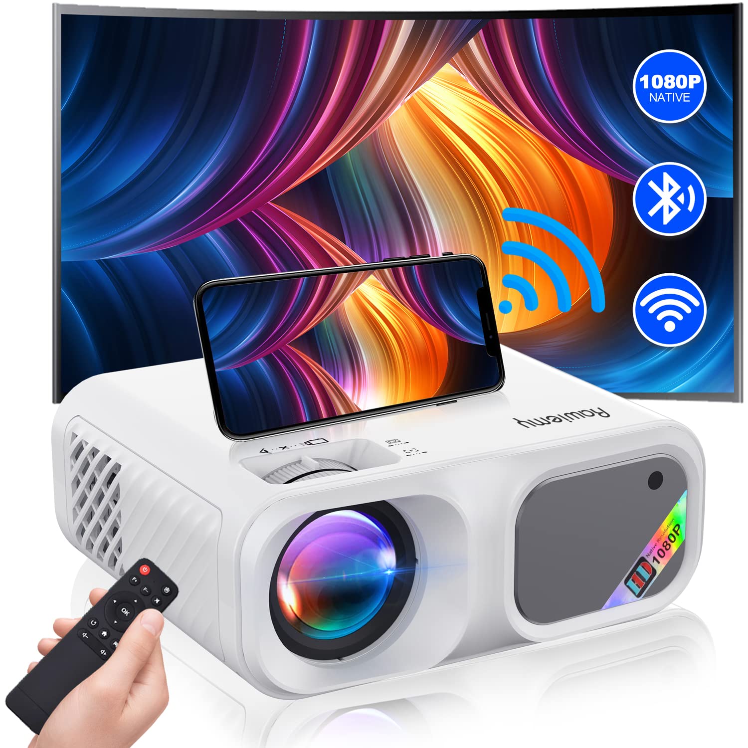 Great Choice Products Native 1080P Projector With Wifi And Bluetooth 4K Supported Outdoor Movie Projector 220" Display Mini Projector Home Theat…