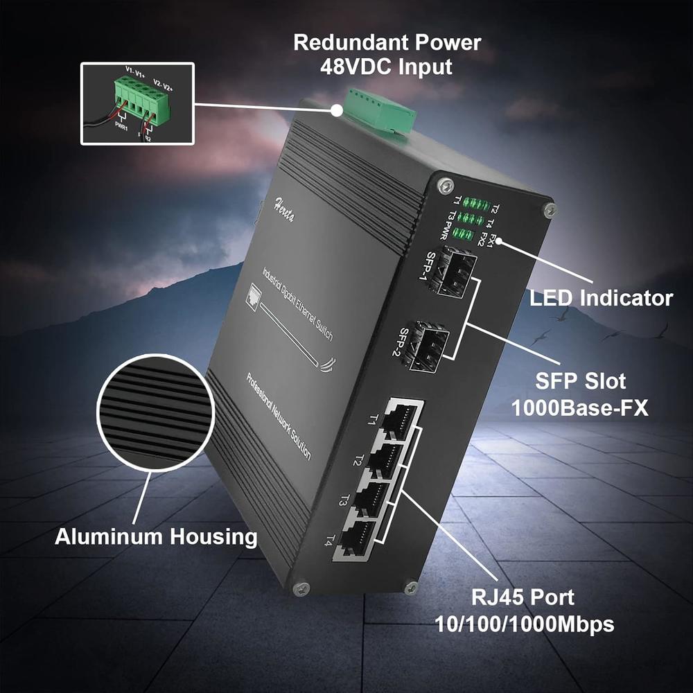 Great Choice Products Hardened Industrial Gigabit Poe+ Switch Mini 6 ...