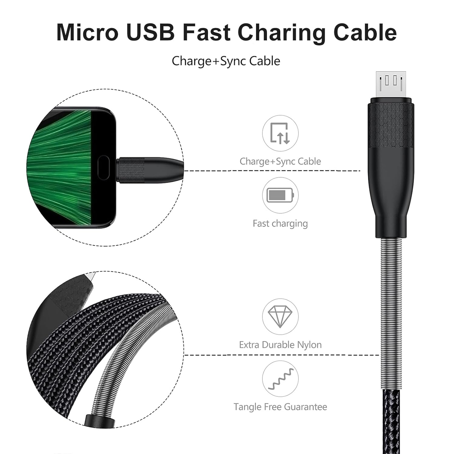 Great Choice Products Extra Long Micro Usb Cable , Usb-A To Micro Usb Android Phone Charger Cable 480Mbps Transfer Speed, Compatible With Samsun…