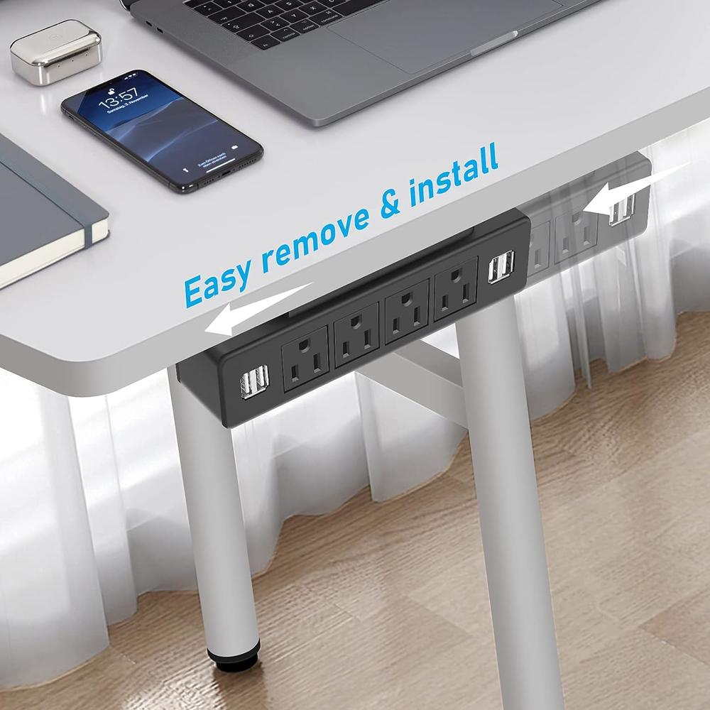 Great Choice Products Under Desk Power Strip, Adhesive Wall Mount With Usb, Black Desktop Power Outlets, Removable Mount Multi-Outlets With 4 Us…