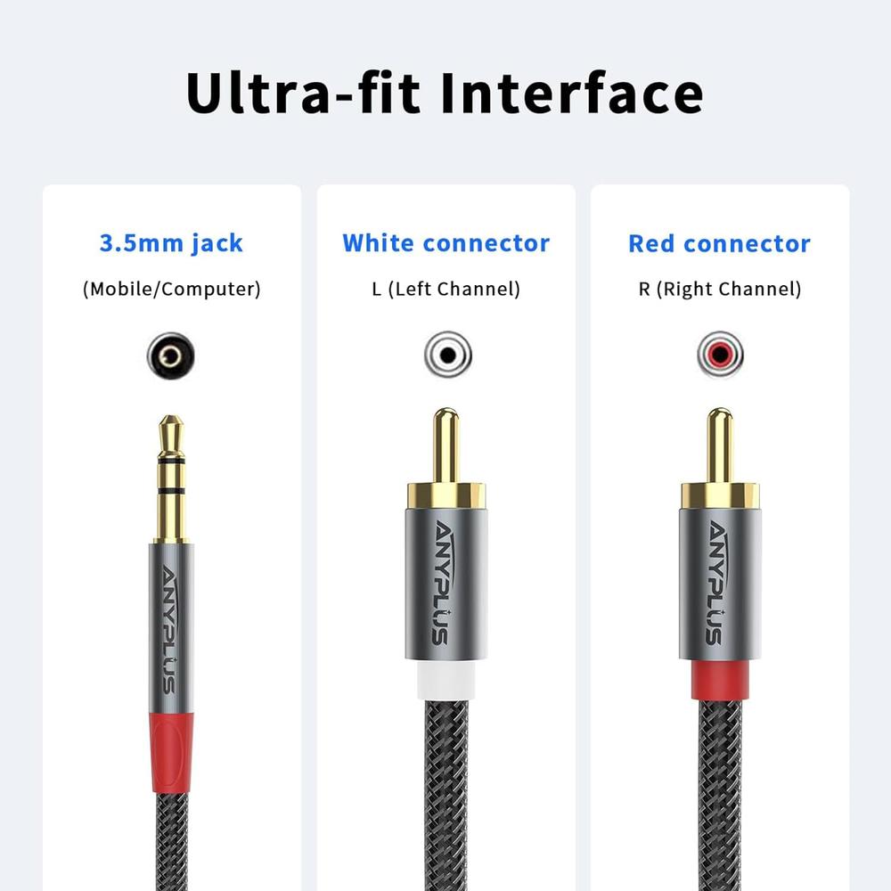 Great Choice Products 2Rca To 3.5Mm,0.5M 1/8 To Rca 2-Male Headphone Jack Fish Wire Braid Y Splitter Rca Auxiliary Cord For Smartphone, Tablet, …