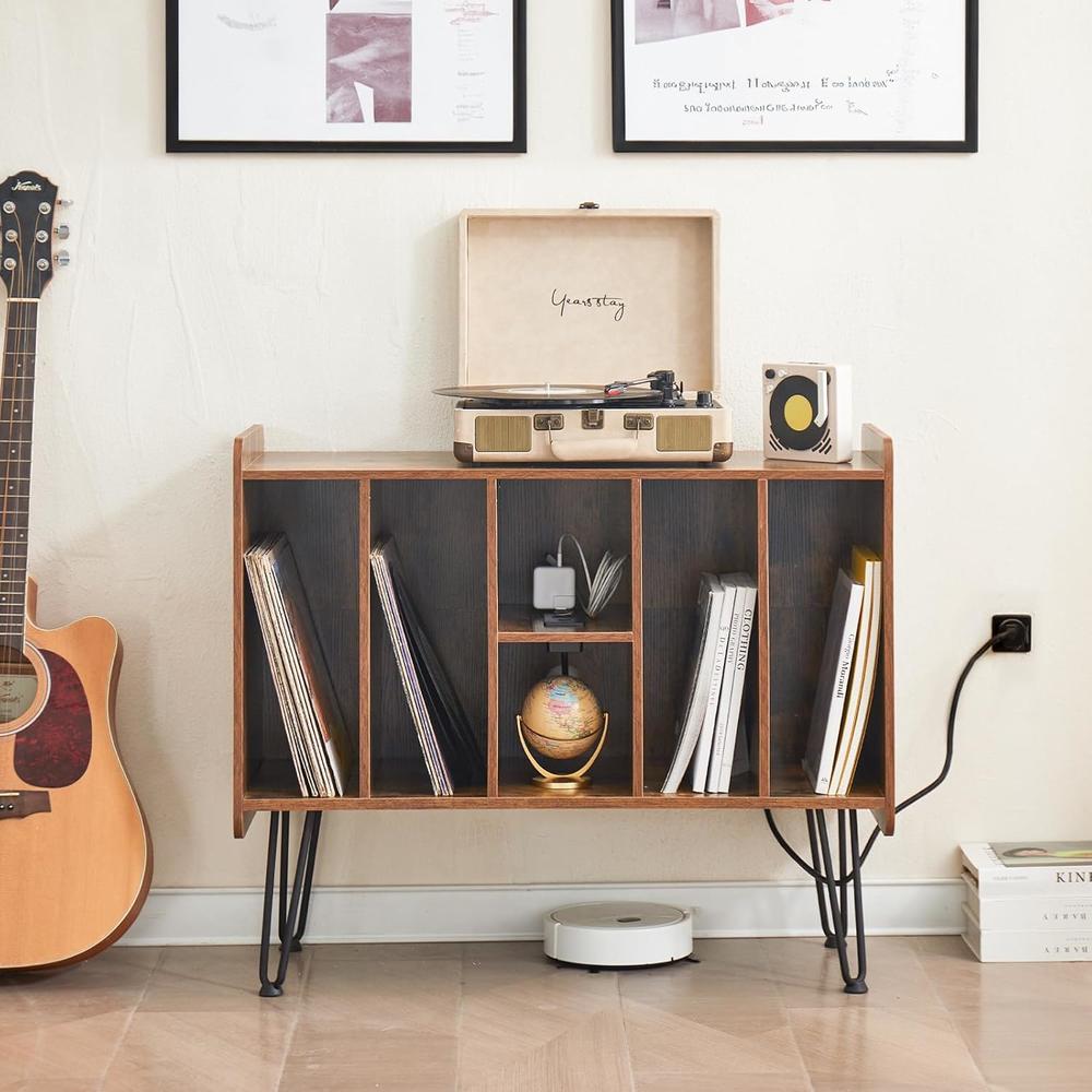 Great Choice Products Large Record Player Stand With Vinyl Storage ...