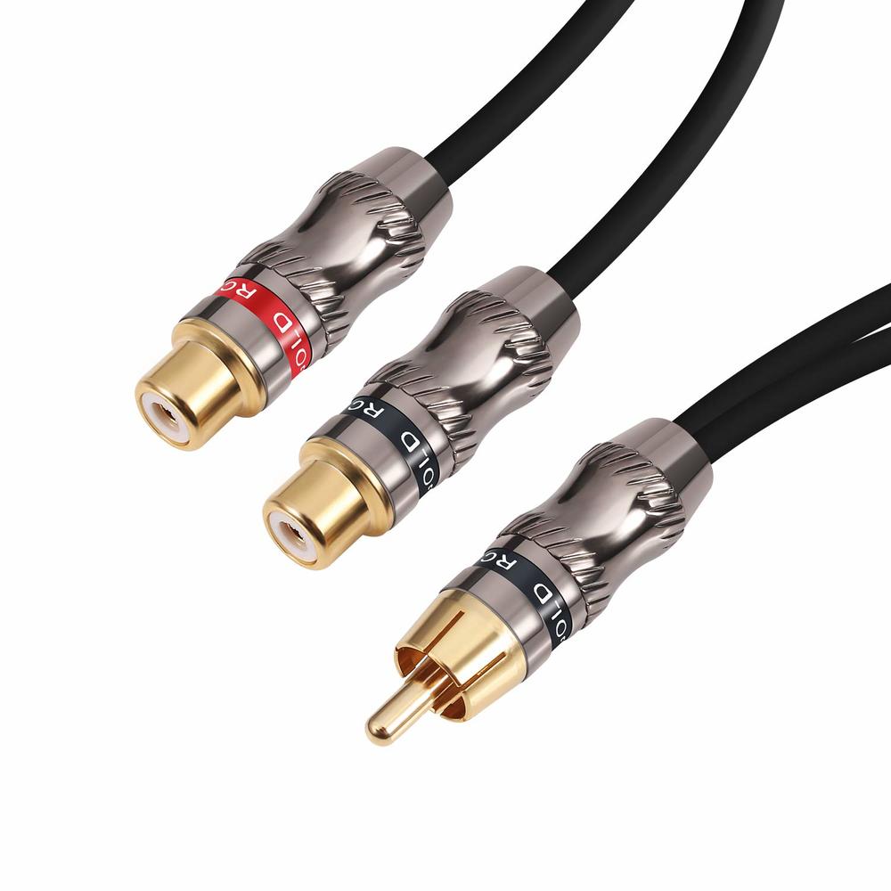 Great Choice Products Rca Splitter, Rca 1 Male To 2 Female Cable Adapter, Stereo Audio Rca Y-Cable Heavy Duty, Subwoofer Splitter Gold Plated 10…