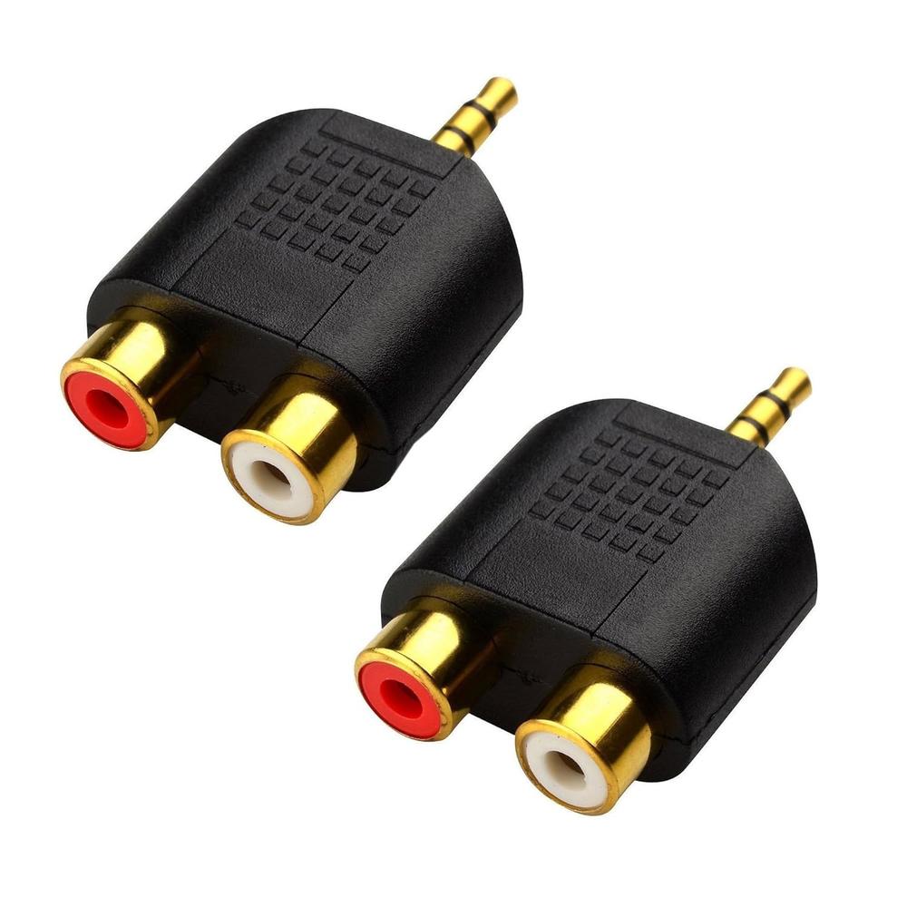Great Choice Products Lemeng (2-Pack Of) Gold Plated 3.5Mm Stereo To 2-Rca Male To Female Adapter,Audio Splitter Adapter, Dual Rca Jack Adapter