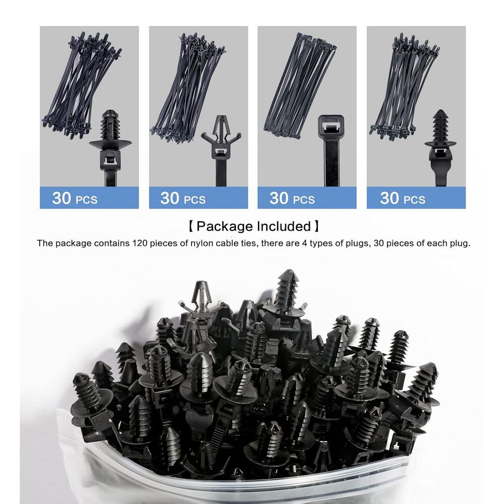 Great Choice Products 120 Packs Car Mount Wire Tie, Nylon Push Mount ...