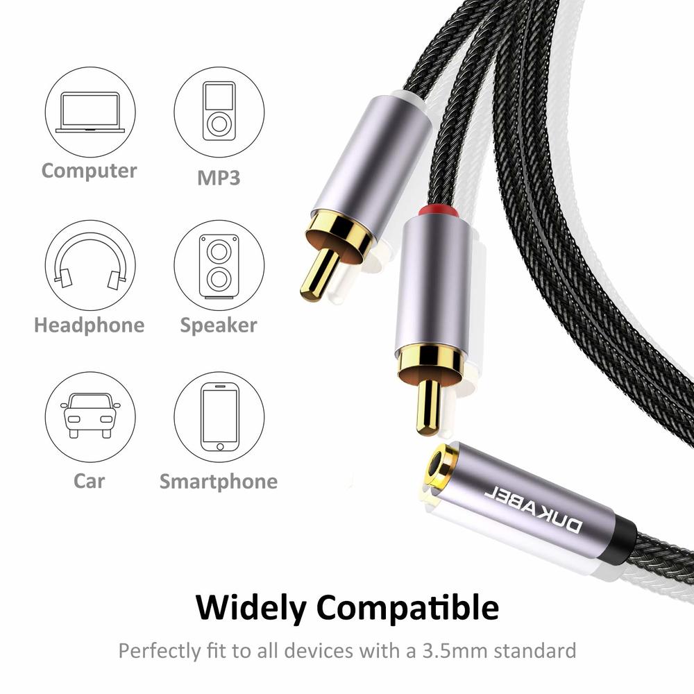 Great Choice Products 3.5Mm Female To 2 Rca Stereo Adapter, 3.5Mm Stereo Audio Jack To 2 Rca Male Plugs To Headphone 3.5 Y Adapter Cable For Sma…