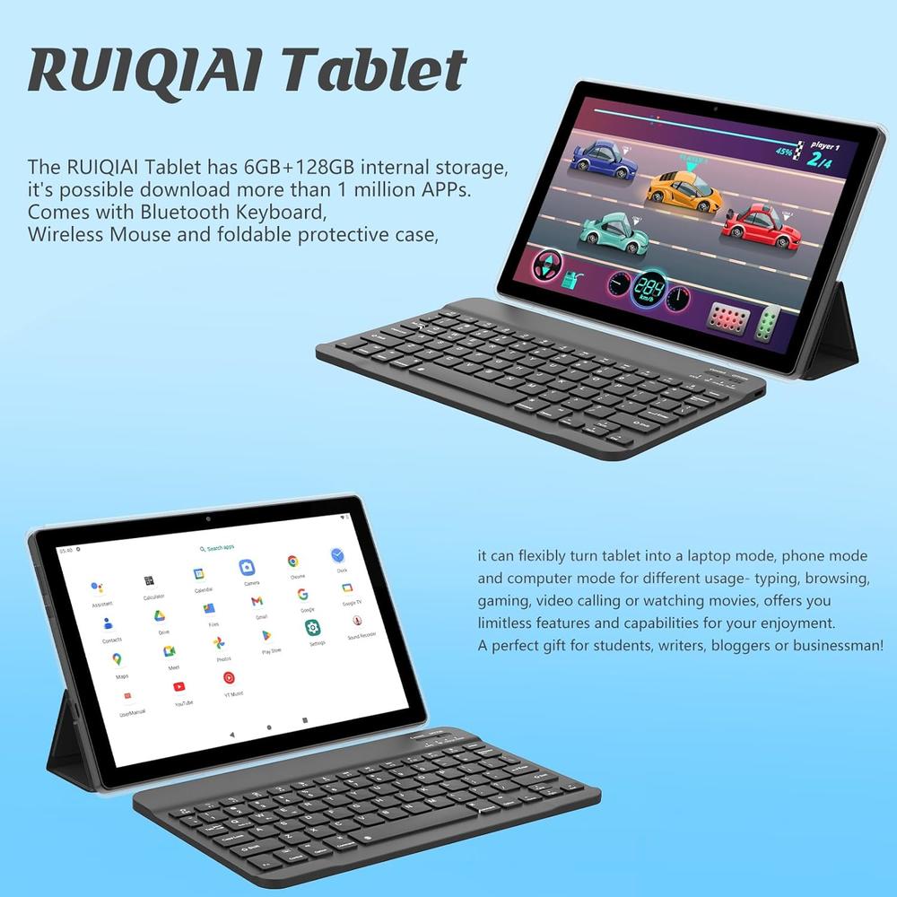 Great Choice Products Tablets 2023 Newest 2 In 1 Tablet With Keyboard, 10 Inch Tablet Android 11, 6Gb+128Gb/512Gb Expand, 5G Wi-Fi 6, Dual Camer…