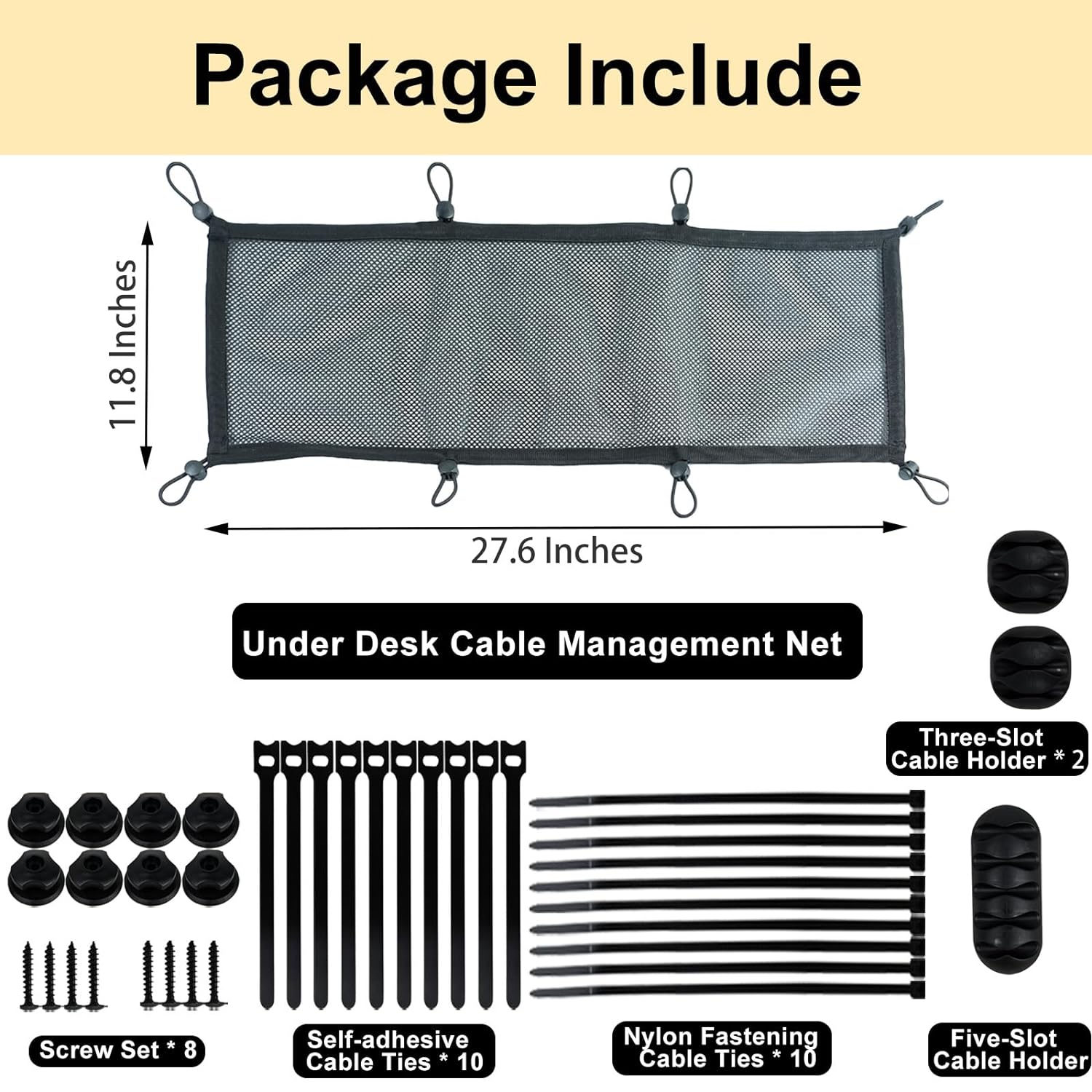 Great Choice Products Cable Management Net Under Desk, 39Pcs Extra Large Cable Net, Flexible Privacy Mesh Cable Management Net, Under Desk Net, …