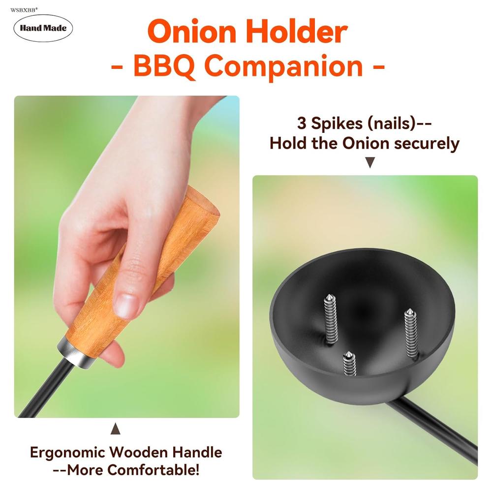 Great Choice Products Onion Holder Grill Brush, Grill Cleaner Brush, Bbq Grill Accessories Use For Charcoal Grills, Gas Grills. 28" In Black Met…