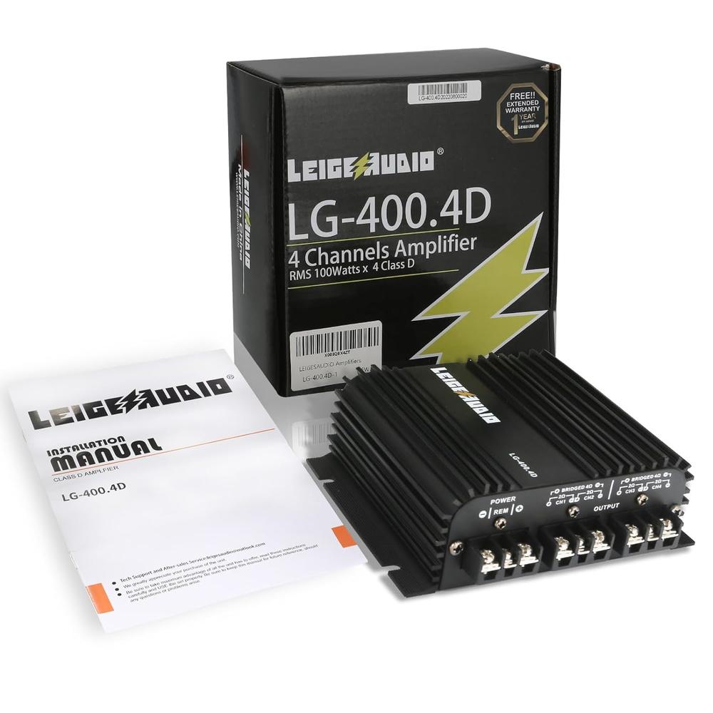 Great Choice Products Lg-400X4 Full Range 2 Ohms 4 Channels 400 Watts Rms Class D Car Audio Amplifier Multichannel Amp