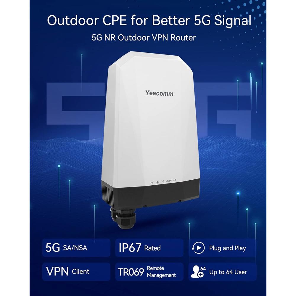 Great Choice Products 5G Nr Sa/Nsa Outdoor Router, 5G Modem Outdoor Ip67 Waterproof Cpe With Dual Sim Card Slots Gateway/Bridge/Wireless,4.67 Gb…