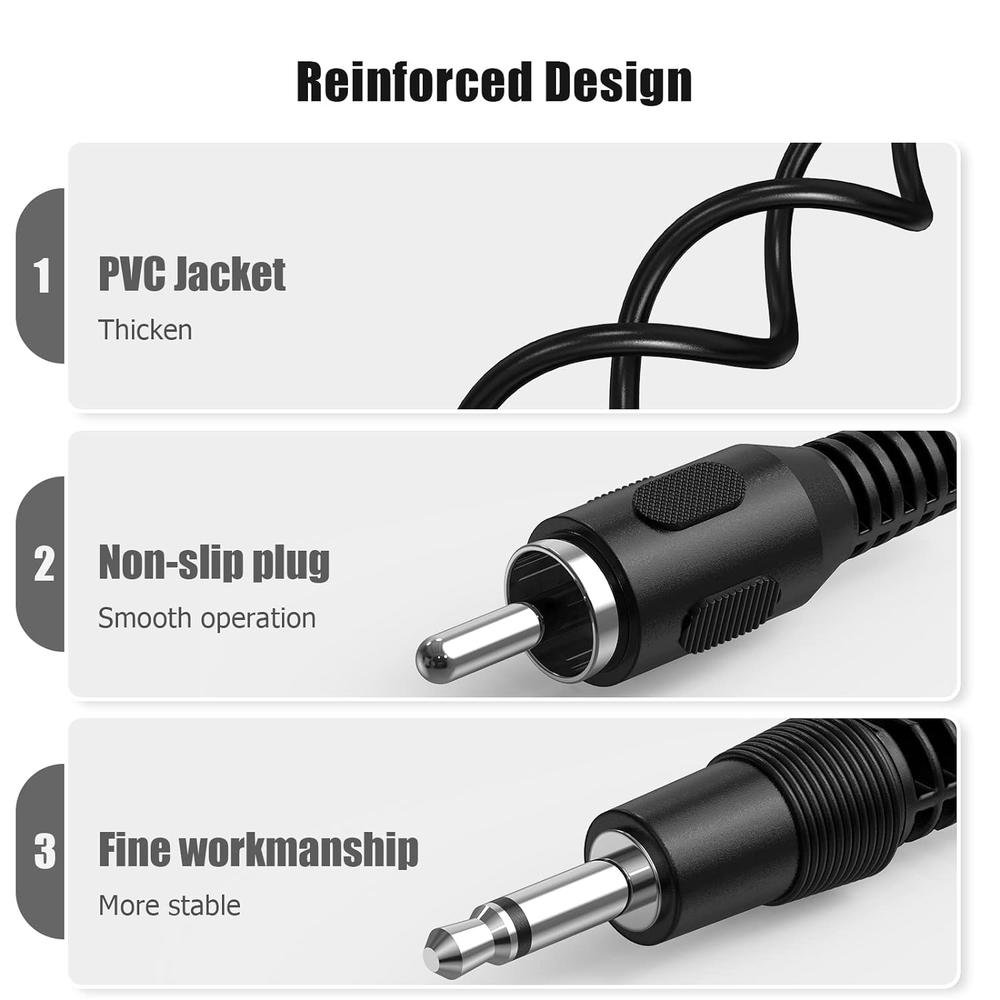 Great Choice Products Rca To 3.5Mm Mono, [ 2-Pack 3-Feet ] Rca Male To 3.5Mm 1/8 Inch Ts Plug Audio Cable For Speakers, Subwoofer, Trigger Cable…