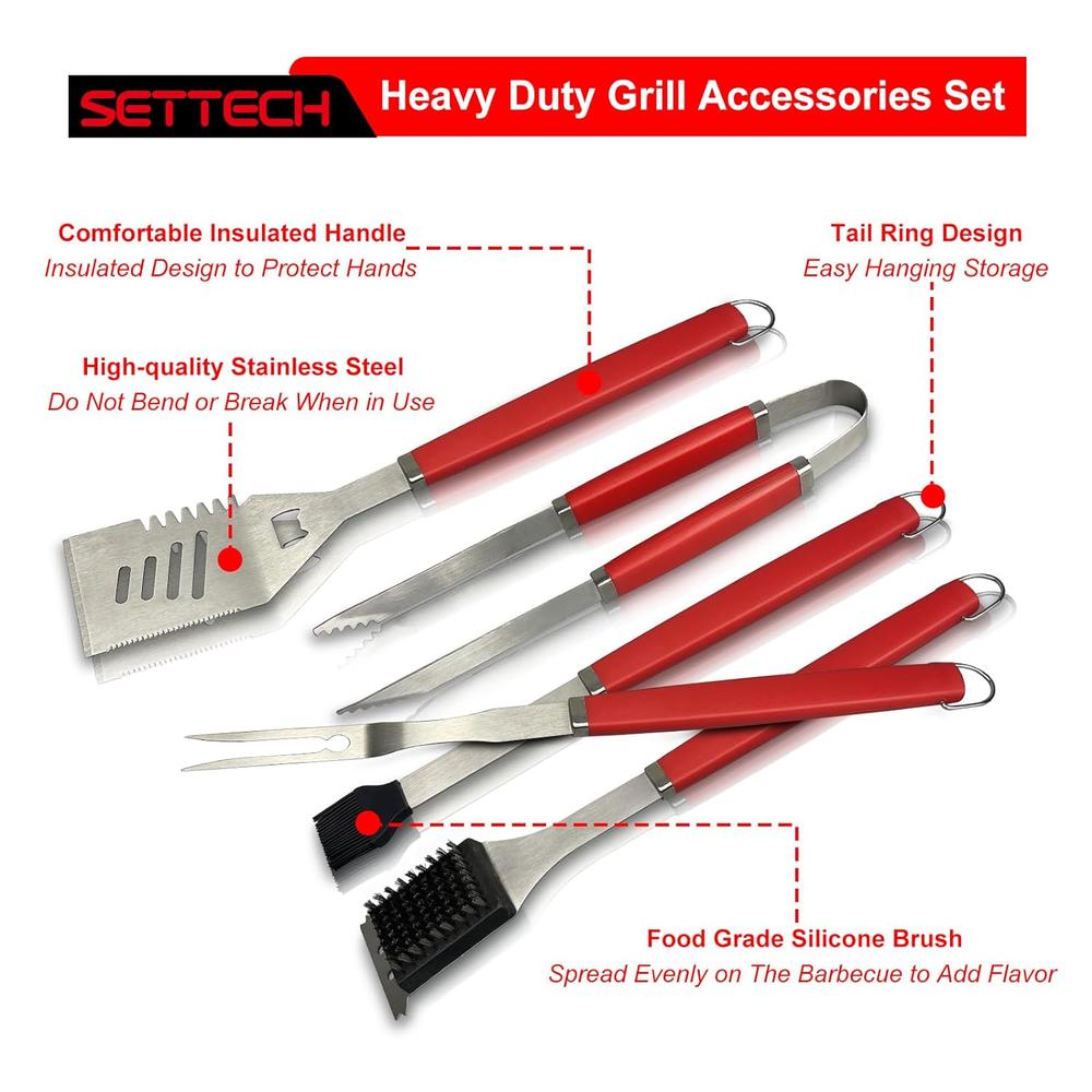 Great Choice Products 6Pcs Grill Set For Bbq Tools Grilling Set,Heavy Duty Grill Utensils For Outdoor Grill With Spatula,Fork,2 Set Of Brushes,T…
