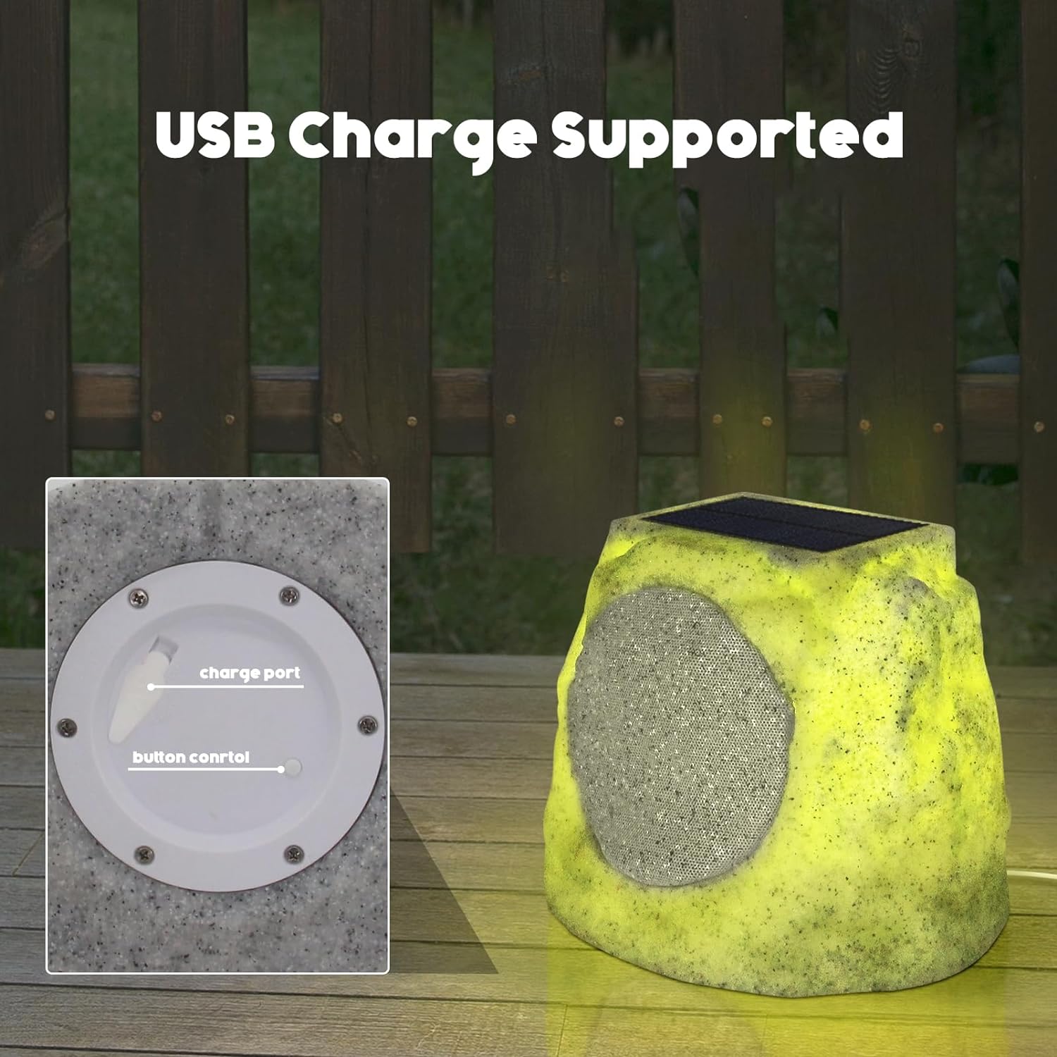 Great Choice Products 2*Outdoor Speakers Outdoor Solar Rock Speaker 7 Colors Solar Outdoor Buetooth Speakers Solar & Usb Rechargeable Battery Ou…
