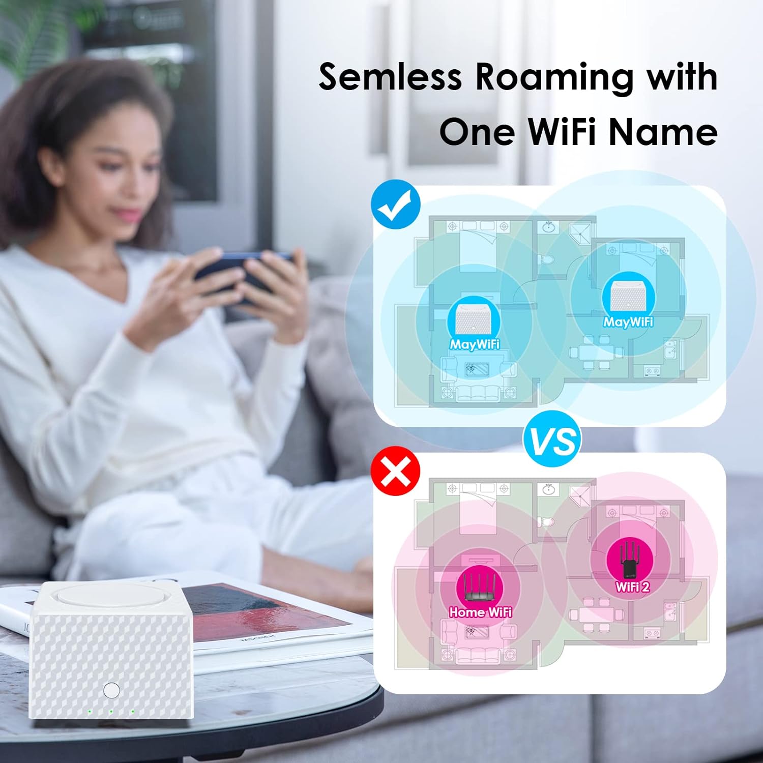 Great Choice Products Mesh Wifi System - Mesh Router Up To 6000 Sq. Ft And 90 Devices Whole Home Coverage, 1900Mbps Wifi Mesh Network, Wifi Rout…