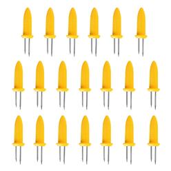 Great Choice Products 20 Pieces Corn Holders Stainless Steel Corn Holders Corn On The Cob Skewers Bbq Skewers For Home Cooking And Bbq, Yellow