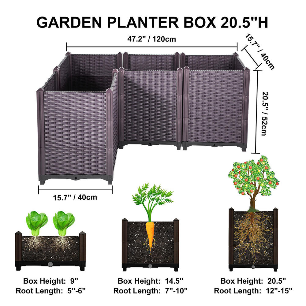 VEVOR Raised Garden Bed 4PCS x 15.7"x15.7"x20.5"Planter Grow Box Self-Watering