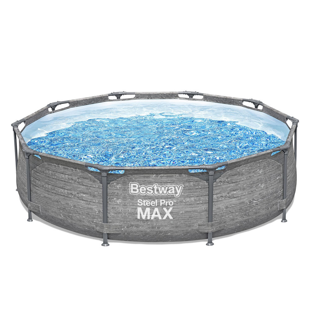 Bestway Steel Pro MAX 10' x 30" Above Ground Outdoor Swimming Pool Set Gray