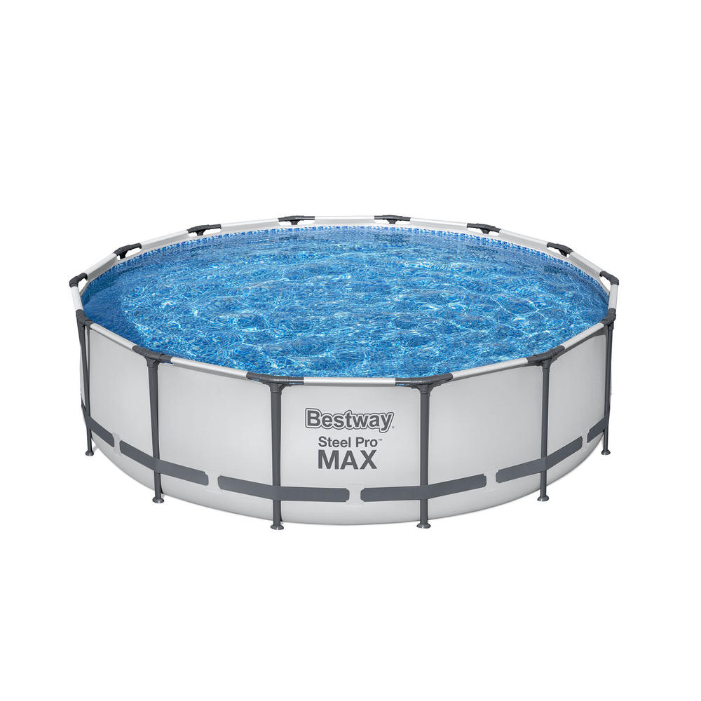 Bestway Steel Pro MAX 14' x 42" Above Ground Outdoor Swimming Pool Set Gray