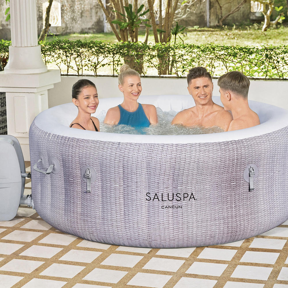 Bestway SaluSpa Cancun AirJet Inflatable Hot Tub with EnergySense Cover Grey