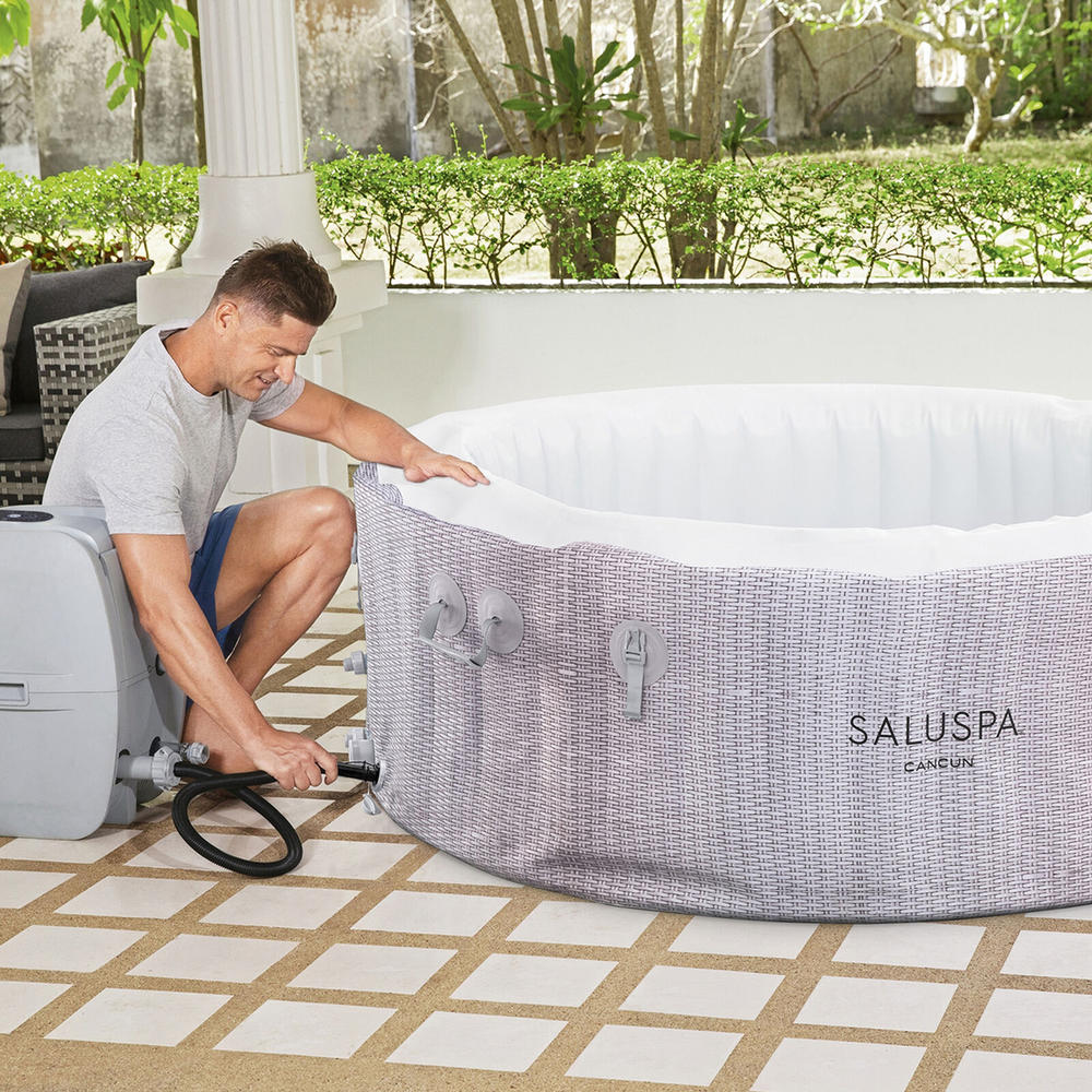 Bestway SaluSpa Cancun AirJet Inflatable Hot Tub with EnergySense Cover Grey
