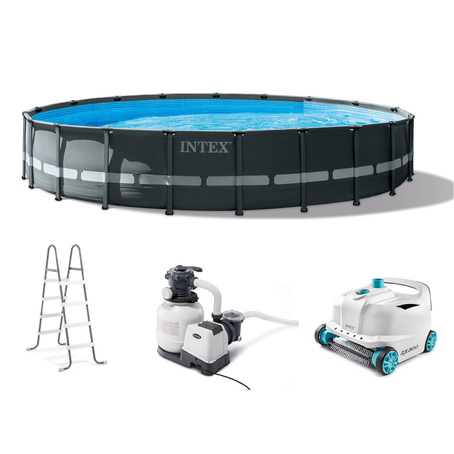 Intex 26333EH 20' x 48" Round Ultra XTR Frame Swimming Pool Set w/ Robot Vacuum