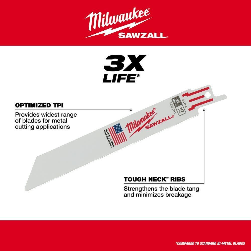 Milwaukee 9 In. 14 Tpi Thin Kerf Sawzall Blades 5Pk