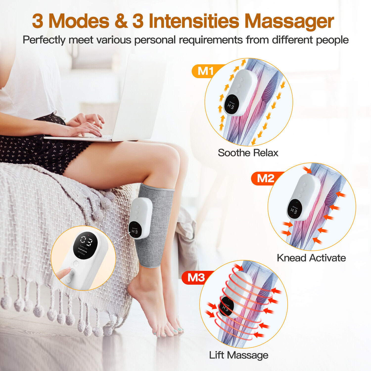 imountek New Electric Leg Calf Arm Massager Rechargeable Heating Air Compression Massage
