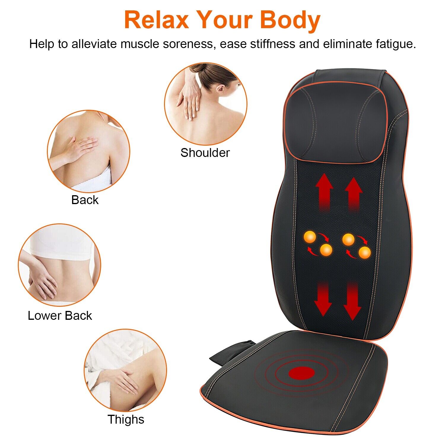 imountek Electric Vibration Back Massager with Heat for Pain Stress Relief w/ Controller