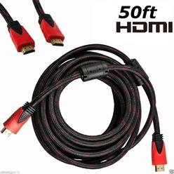 Great Choice Products 50Ft Premium Hdmi Cable For Bluray 3D Dvd Ps Hdtv Xbox Lcd Hd Tv 1080P Black Red