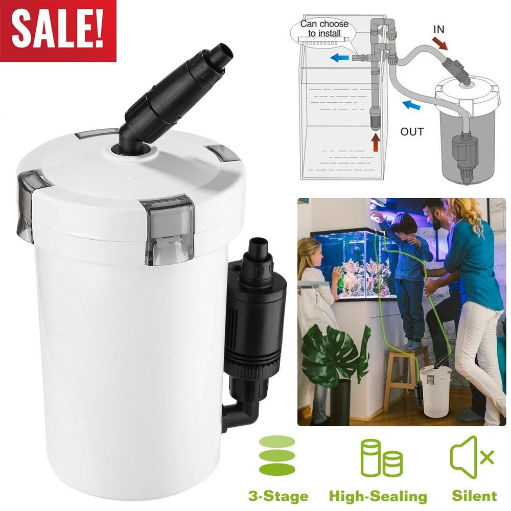 Great Choice Products 3-Stage External Canister Filter For 28 Gallon Aquarium Fish Tank 105Gph Silent