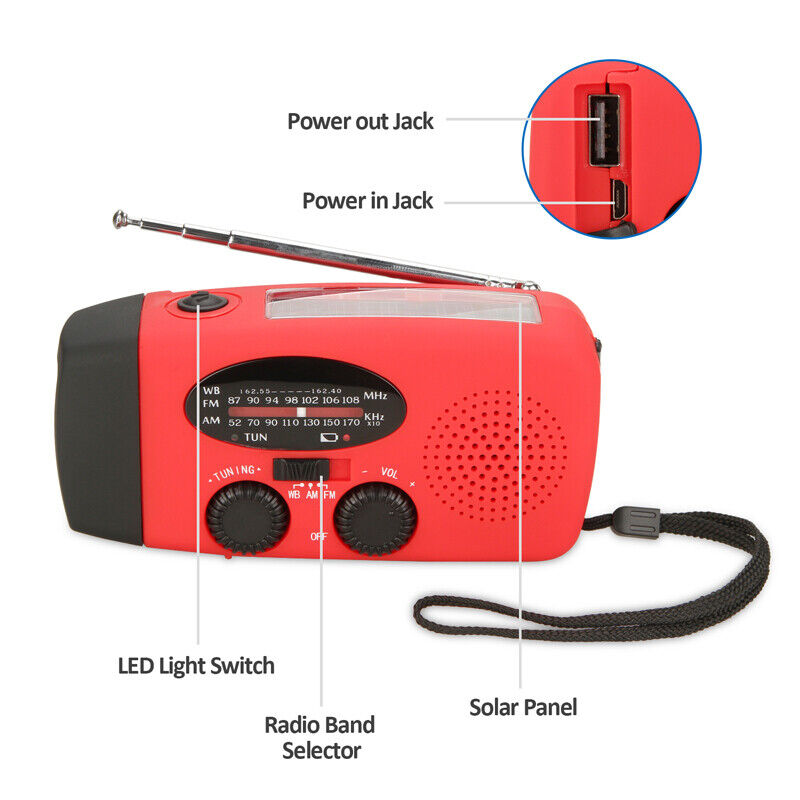 Great Choice Products Emergency Solar Hand Crank Dynamo Am/Fm/Noaa Weather Radio Led Usb Phone Charger